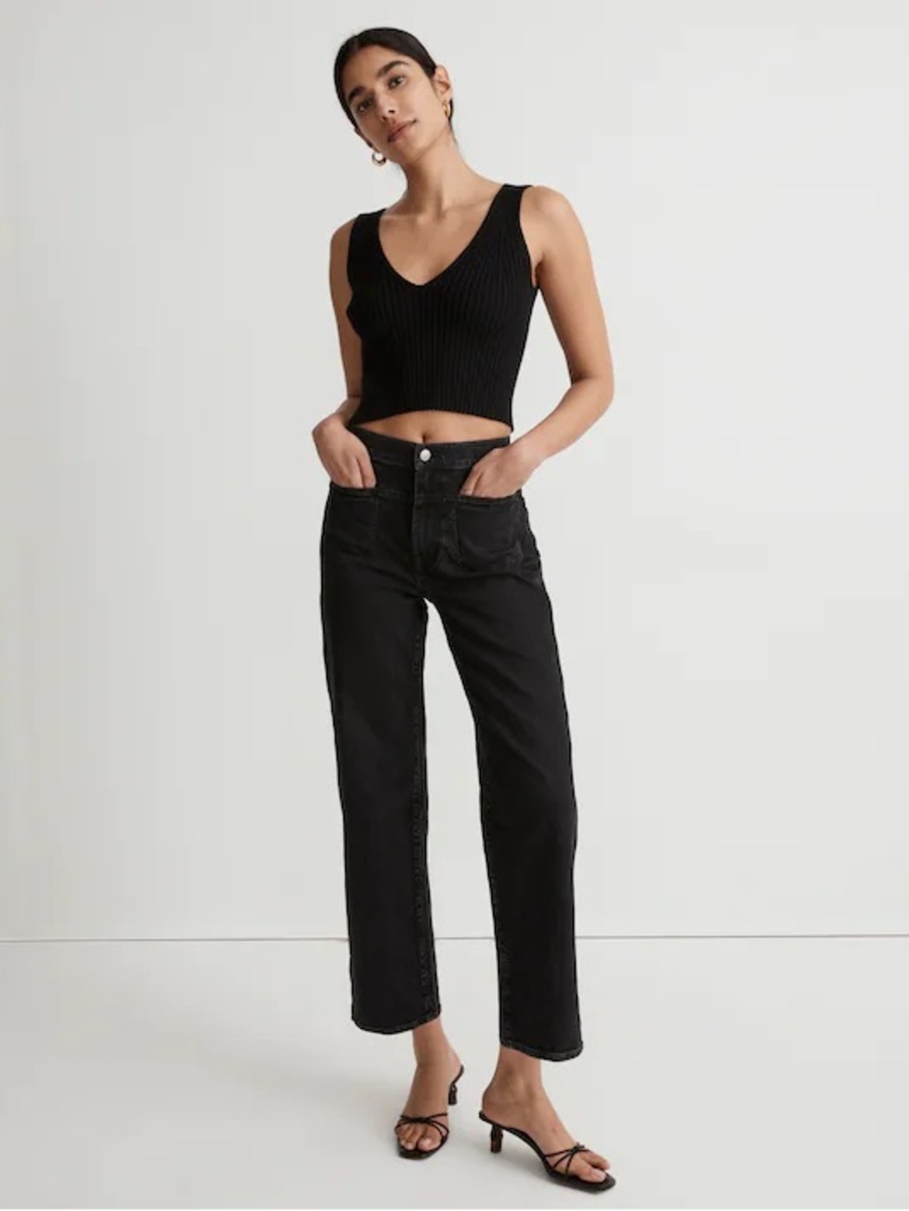 Madewell The Perfect Vintage Wide-Leg Crop Jean in Stone Black Wash 25
